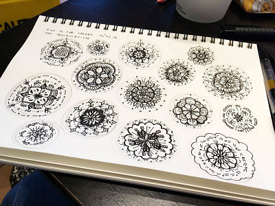 Floral Mandelas circular floral hand drawn intricate linework mandelas