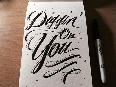 Lettering Lyrics, TLC - Diggin' On You black and white hand type lettering love script sharpie tlc typography