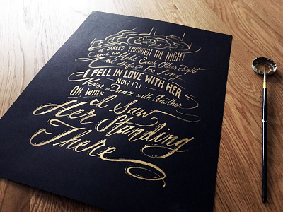 Lettering Lyrics, The Beatles - I Saw Her Standing There calligraphy hand type lettering love script the beatles typography