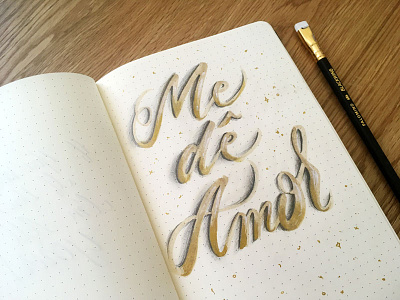 Lettering Lyrics, Sango - Me dê Amor calligraphy gold graphite lettering sango script shade typography