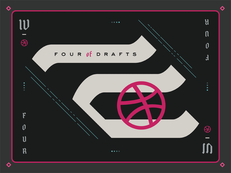 Four of Drafts community designers draft dribbble experimental four invitation invite players tarot typography