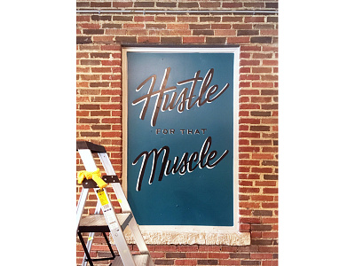 Mural for Magnolia Station Lofts dallas gym hustle lettering mural muscle paint script typography