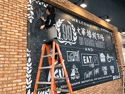 Murals for 99 Ranch Market (Frisco, TX) asian games calligraphy chalk chalkboard chinese dallas design frisco grocery hand lettering illustration large scale lettering market mural script texas