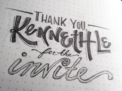 Thanks Kenneth! debut lettering pencil sketchbook thanks