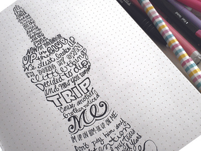 Lettering Lyrics...after a break-up. Single Ladies beyonce hand lettering ladies lyrics pen script sketchbook typography