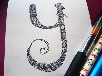 Letter Y alphabet hand lettering letter y pen sketchbook typography yarn