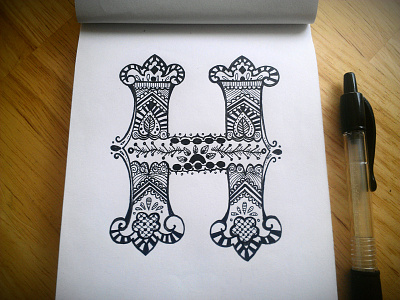 Letter H (Henna) alphabet hand lettering henna letter h pen sketchbook typography