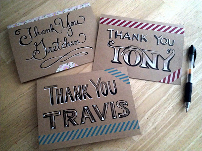 Custom Hand Lettered Cards cards custom type hand lettering ink personal thank you typography