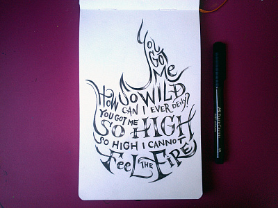 Lettering Lyrics, Nero & Skrillex fire flames hand lettering ink nero script sketchbook skrillex typography