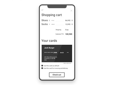 DailyUi #2 - Shopping cart app cards dailyui design shopping cart ui uidesign
