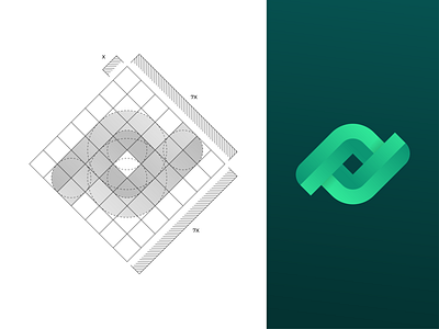 InfiniteSocial (Option 1) - Logo Grid brand identity branding colors dribbble geometric green grid icon identity infinite lines logo logodesign mark social symbol