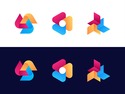 Logo Explorations abstract arrows brand brand identity branding colors exploration geometric gradient identity lines logo logodesign mark process shapes simple symbol tech