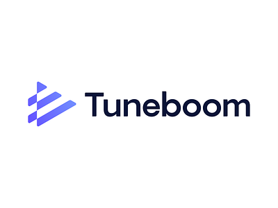 Tuneboom - Approved Logo Design app icon brand branding chart connection gradient growth illusion logo logodesign music optical platform play playbutton production symbol timeline tune video