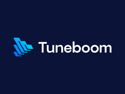 Tuneboom - Logo Concept 2 abstract app brand brand identity branding colors connection content creators gradient logo logodesign mark media music platform play button symbol timeline videos