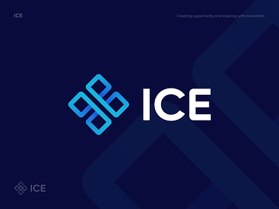ICE - Logo Concept 1 abstract app block blockchain brand branding colors connection crypto cryptocurreny digital gradient identity logo logodesign loop simple snowflakes symbol tech