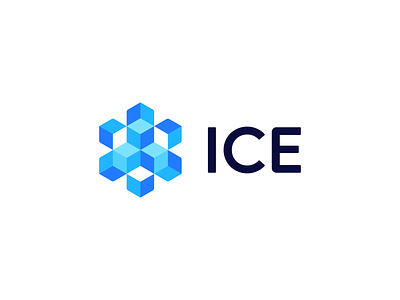 ICE - Logo Concept 2 app arrows blockchain blocks brand branding crypto cryptocurrency digital identity isometric logo mark payment pixels secure snowflakes symbol tech token