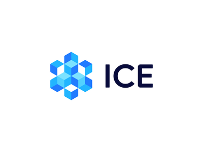 ICE - Logo Concept 2 app arrows blockchain blocks brand branding crypto cryptocurrency digital identity isometric logo mark payment pixels secure snowflakes symbol tech token
