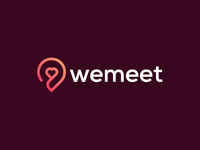 WeMeet - Logo Design app app logo brand identity branding colorful dateapp dribbble for sale gradient heart logo love mark pin red sale symbol