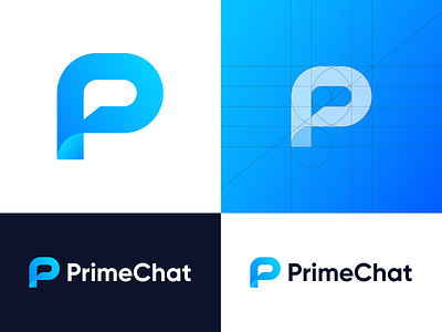 PrimeChat – Logo Design Concept art blue branding branding and identity branding design chat colors development dribbble gradient gradients icon identity illustrator logodesign logomark mark messaging presentation tech