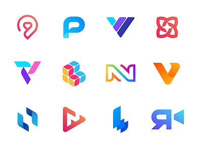 Logo Collection I - Logos, Marks 3d brand branding colorful dating app flower geomtric gradient heart identity isometric letter explorations logo collection logos love marks personal projects pin technology video production