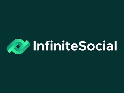 InfiniteSocial - Logo Design Proposal Option 1 branding clean community exotic future gradient green growth icon infinite logo logodesign people simple social symbol tech