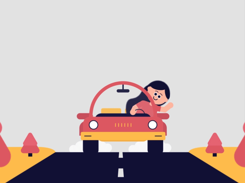 Let's go somewhere.. adobe aftereffects adobe illustrator after affects aftereffects animation animator car character animation cute designer driver girl loop animation motiondesignschool motiongraphics parallax smoke wave