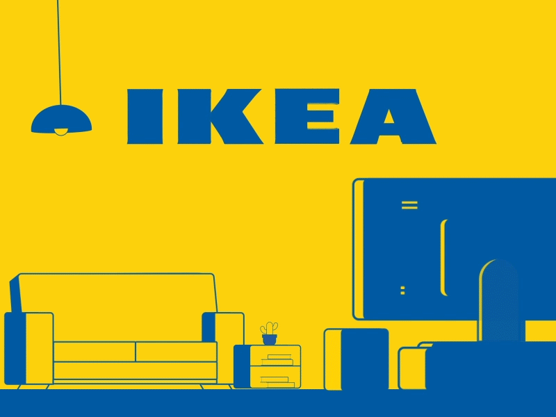 Logo Animation for IKEA after affects animator designer fake3d ikea ikealogo interior lamp logo logoanimation motion design room roomanimation rotation telivision tv