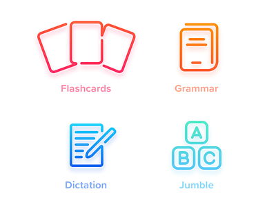 MyEnglish 3 exercises icons pt.1 color gradient icons ios ios 11 iphone language shape vector