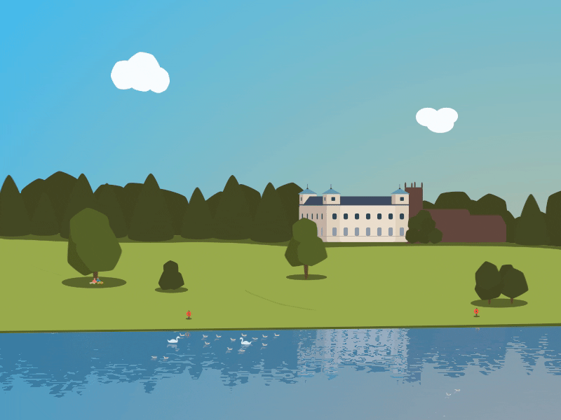 Relaxing at the lake 2d after effects animation design flat landscape lydiard nature park vector water