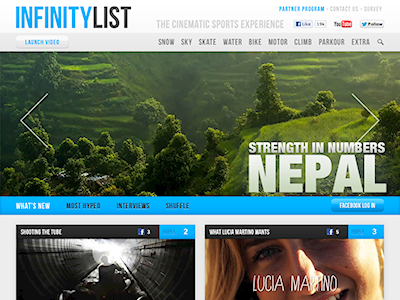 InfinityList.com blog extreme sports header infinitylist video vimeo web website youtube
