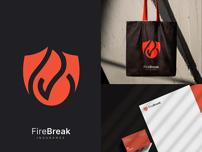 FireBreak Insurance adeel farooq branding design fire graphic design hire me illustration insurance logo logo designer shield