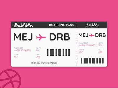 Hello Dribble! boarding pass debut dribbble first shot hello travel