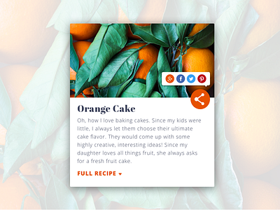 Daily UI #010 - Social Share 100 days of ui abril fatface daily ui opensans oranges recipe share sketch social share ui ui design user interface ux design