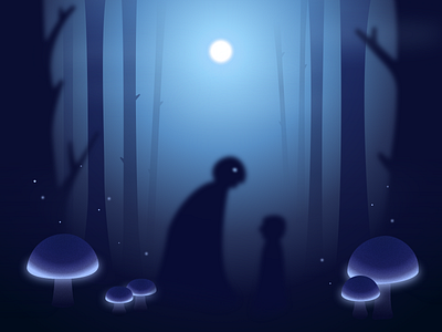 A conversation conversation dark firelies foggy forest game illustration mushroom secret sketch witch