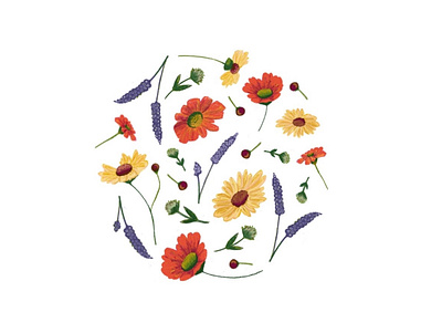 Flowers digital art flowers handdrawn illustration