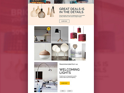 Lights Store Website catalogue e commerce interaction interface design lights store ui design user interface web design website
