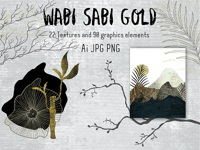 Wabi Sabi Gold bronze gold harmony imperfection kintsugi art simple vector