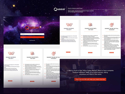 Quasar login page app design branding corporate creative design ecommerce illustration logo logodesign quasar web web design webdesign website website design