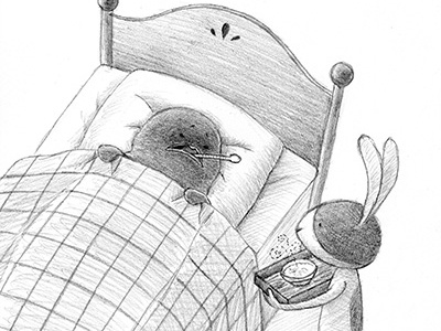 Sick Days character friend friendship graphite illustration pencil penguin sick
