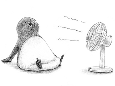 Summer Approaching! character fan graphite hot illustration pencil penguin summer