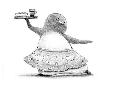 New Style apron character cooking graphite illustration pencil penguin