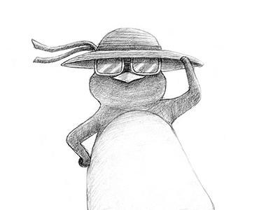 First Day of Summer! character graphite hat illustration pencil penguin summer sunglasses