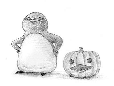 Jack-o'-lantern drawing graphite halloween illustration jack o lantern pencil penguin pumpkin