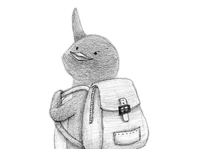 Trip bag character drawing graphite illustration pencil penguin trip