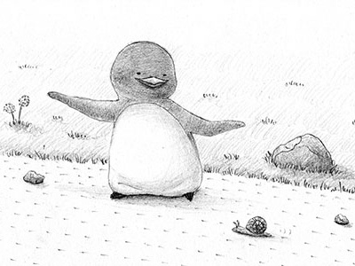 After You character drawing graphite illustration pencil penguin snail