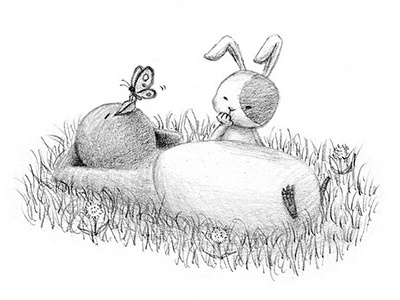 Spring has Sprung! butterfly character drawing graphite illustration pencil penguin rabbit spring