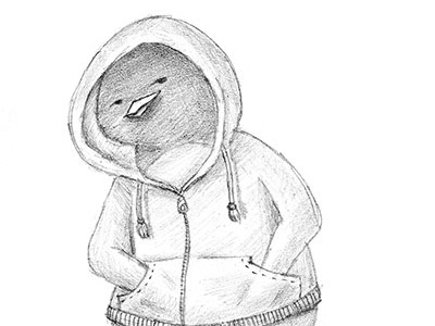 New Looks character cool drawing graphite hoody illustration pencil penguin