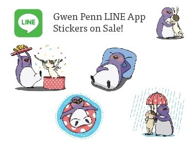 LINE Stickers character cute gwenpenn illustration kawaii line line stamp line sticker penguin rabbit sticker