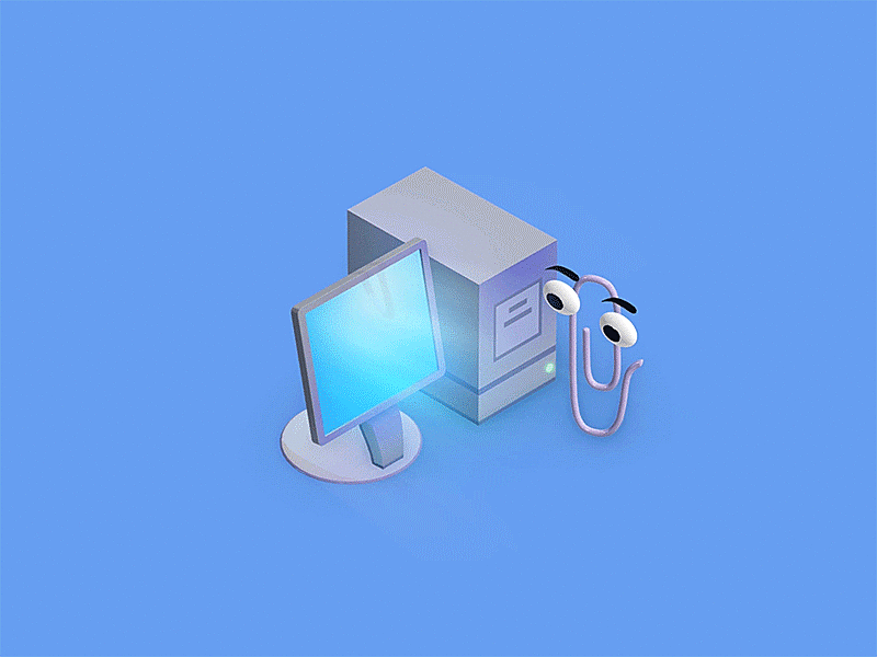 Mr Clippy 3d aftereffects animation element3d illustraion isometric isometric design windows xp