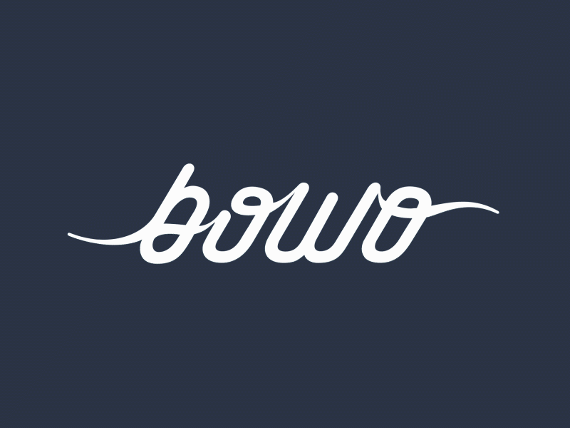 BOWO logo animation animation blue gif lettering logo stroke white